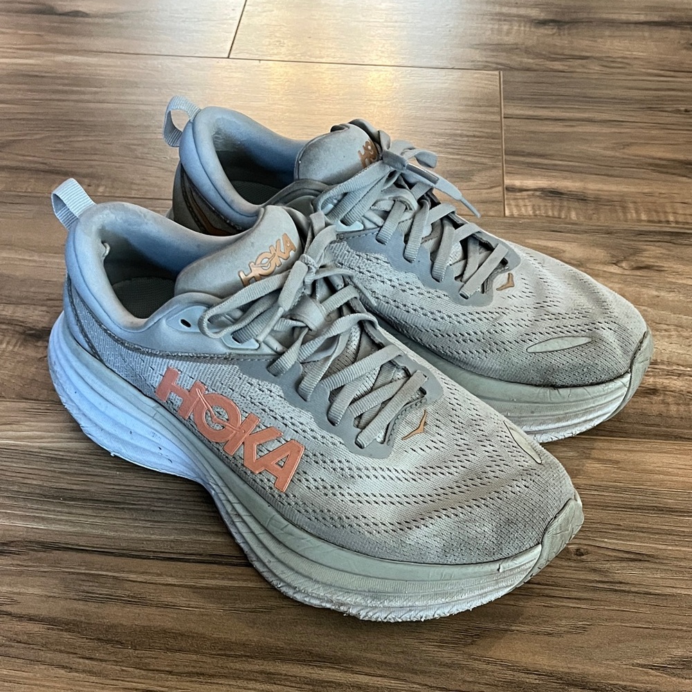 Hoka Light Gray Athletic Shoes